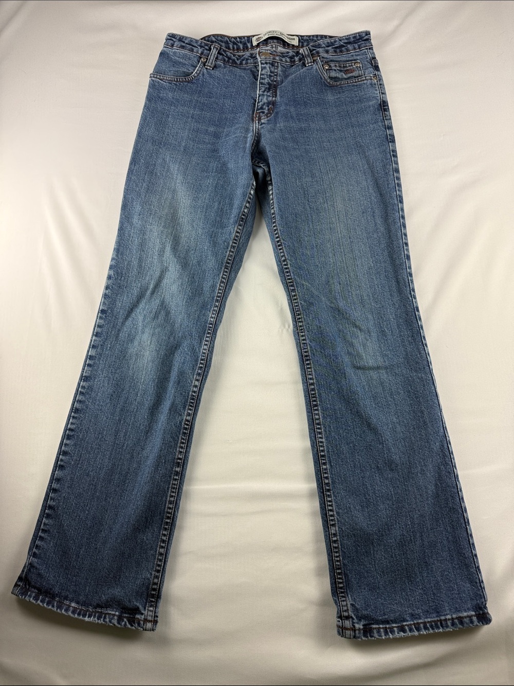 Harley-Davidson Bootcut Jeans Women's Size 10 Stretch Denim Distressed Vintage